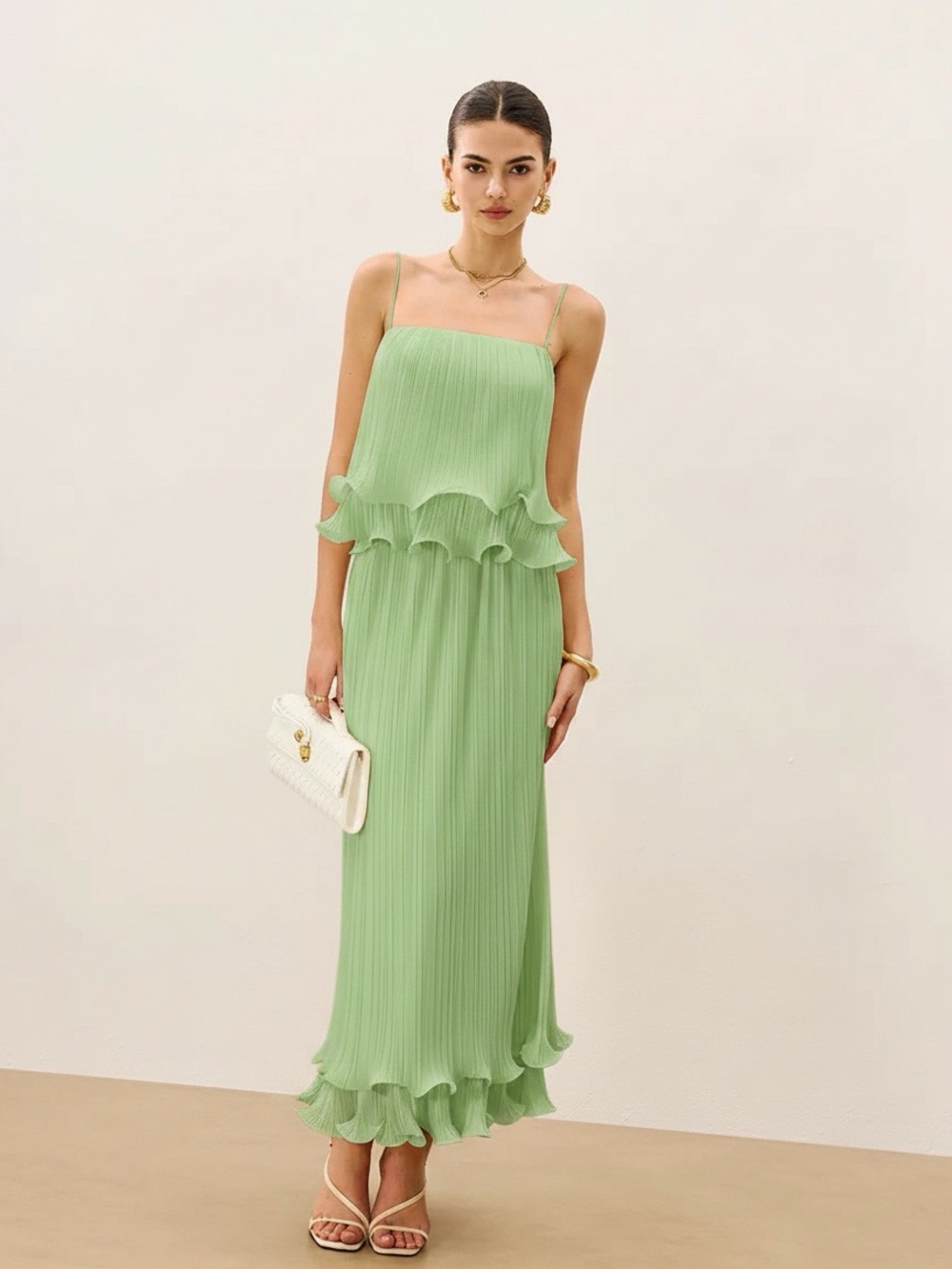 Commense Pleated Layered Ruffle Skirt Set - Picture 4 of 13